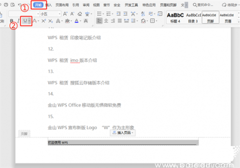 页脚格式修改图示