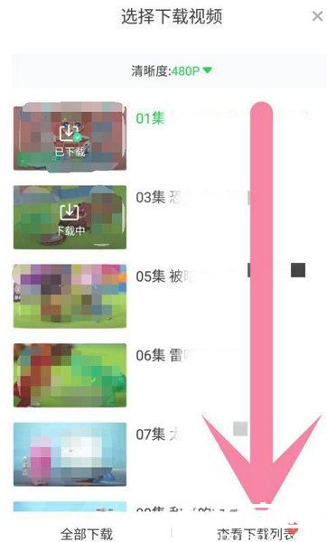 剧集选择与画质设置界面